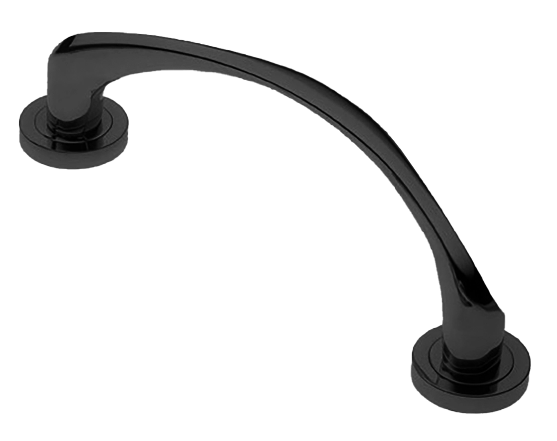 Ручка-скоба дверная COBRA PH NERO на круглой розетке, цвет черный, латунь фото купить Актобе (Актюбинск)