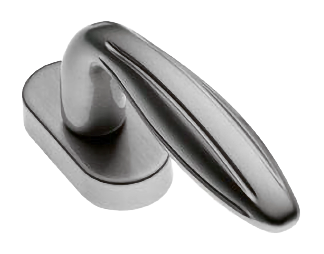 Ручка оконная BUD W1 CSA на прямоугольной розетке, цвет матовый хром, латунь фото купить Актобе (Актюбинск)