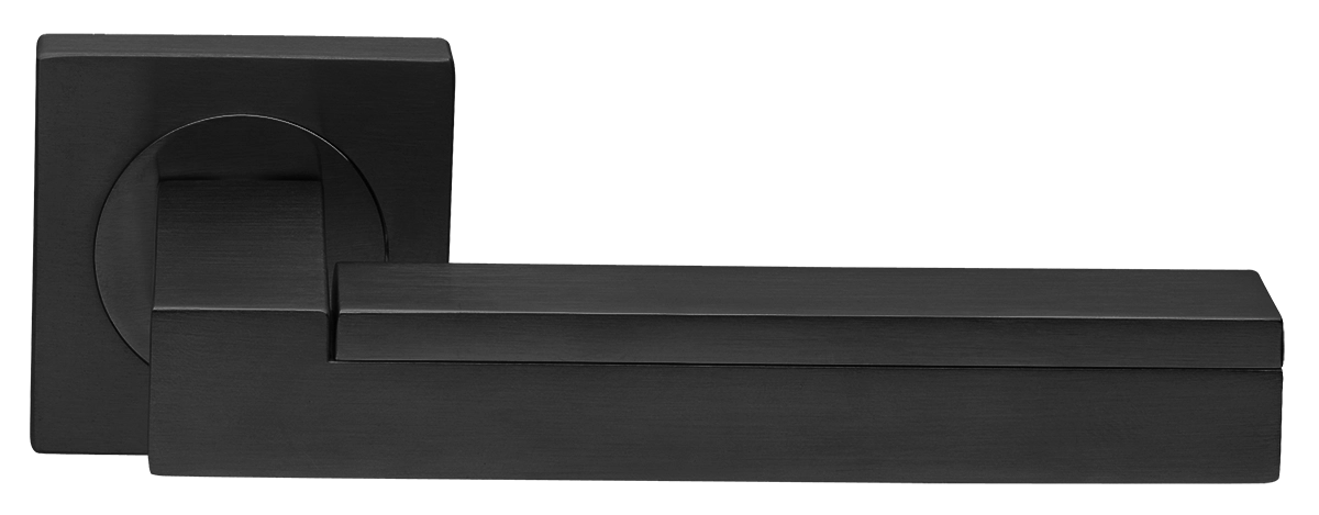 Ручка дверная ISLAND S2 NERO раздельная на квадратной розетке, цвет черный, латунь фото купить Актобе (Актюбинск)