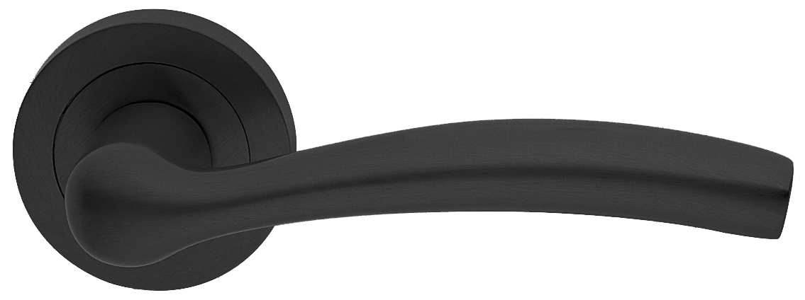 Ручка дверная VENERA R2 NERO раздельная на круглой розетке, цвет черный, латунь фото купить Актобе (Актюбинск)