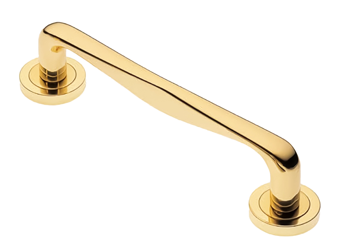 Ручка-скоба дверная PETRA PH OTL на круглой розетке, цвет золото, латунь фото купить Актобе (Актюбинск)