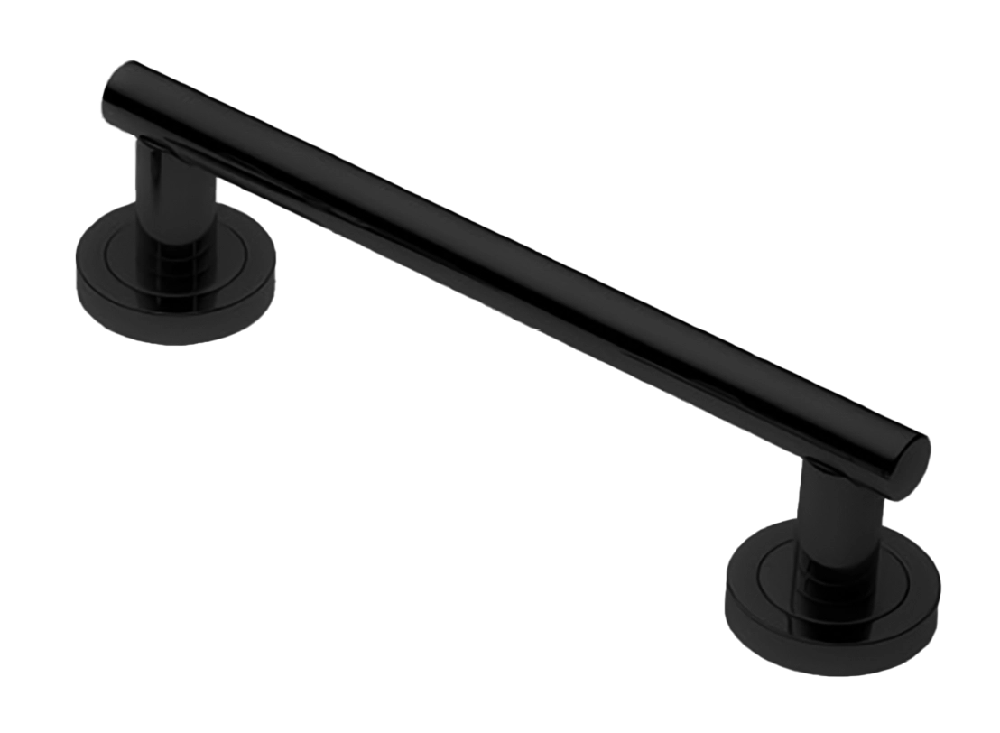 Ручка-скоба дверная CALLA PH 300MM NERO на круглой розетке, цвет черный, латунь фото купить Актобе (Актюбинск)