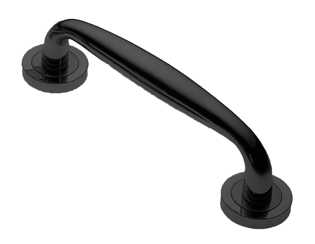 Ручка-скоба дверная Ручка-скоба дверная AIR W1 NERO на круглой розетке, цвет черный, латунь фото купить Актобе (Актюбинск)