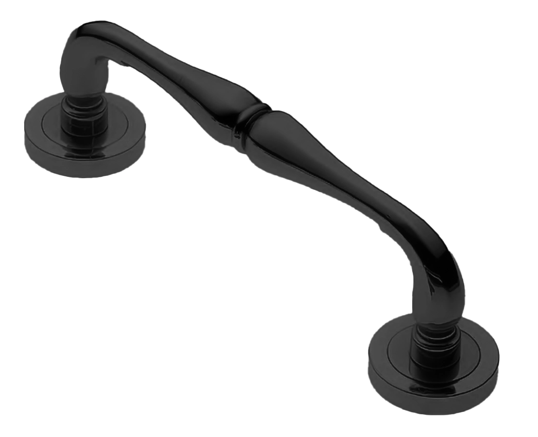 Ручка-скоба дверная Ручка-скоба дверная ASTRO PH NERO на круглой розетке, цвет черный, латунь фото купить Актобе (Актюбинск)