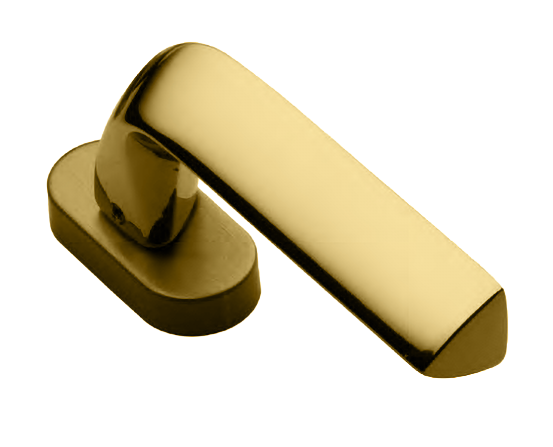 Ручка оконная MATRIX W1 OTL на прямоугольной розетке, цвет золото, латунь фото купить Актобе (Актюбинск)