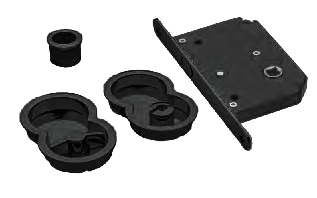 Ручки для раздвижных дверей INFINITY ART.85/B NERO с замком и заверткой, цвет черный, ЦАМ фото купить Актобе (Актюбинск)