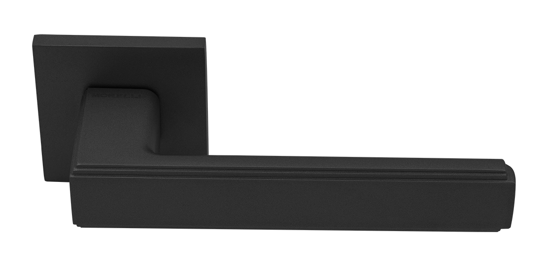 Ручка дверная MH-64-S6 BL STEPS на квадратной розетке, цвет черный, ЦАМ фото купить Актобе (Актюбинск)