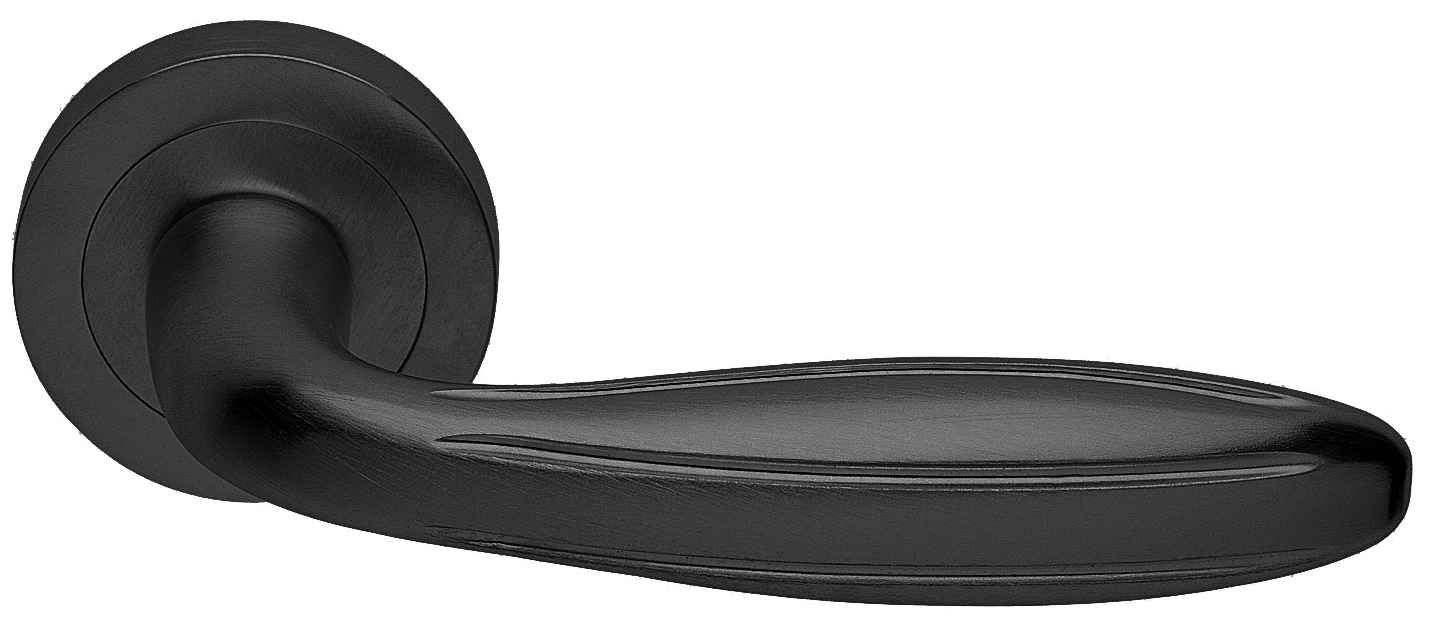 Ручка дверная BUD R2 NERO раздельная на круглой розетке, цвет черный, латунь фото купить в Актобе