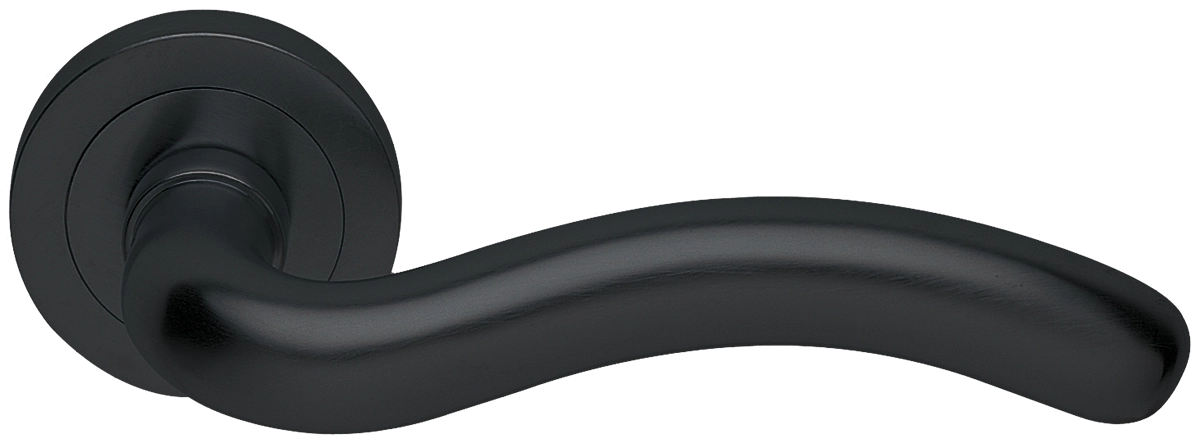 Ручка дверная SNAKE R2 NERO раздельная на круглой розетке, цвет черный, латунь фото купить в Актобе