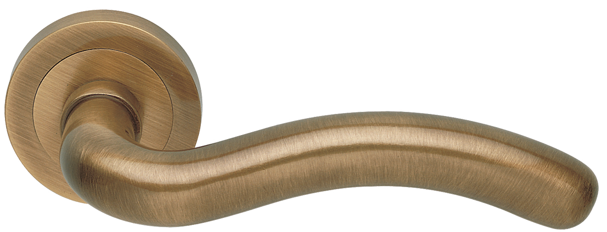 Ручка дверная SNAKE R2 BGO раздельная на круглой розетке, цвет матовая бронза, латунь фото купить в Актобе