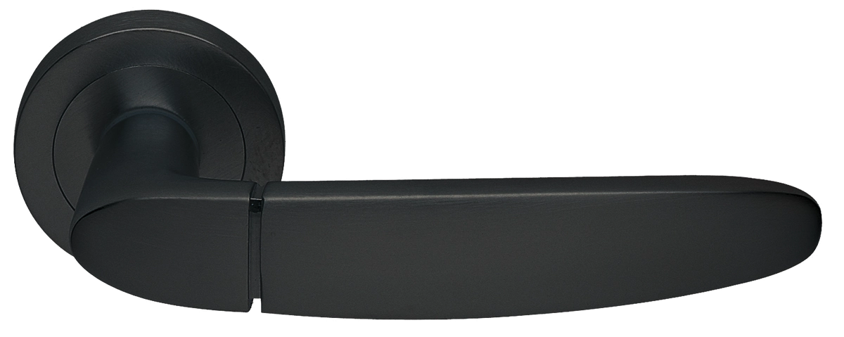 Ручка дверная SAIL R2 NERO раздельная на круглой розетке, цвет черный, латунь фото купить в Актобе