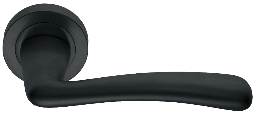 Ручка дверная COCKATOO R2 NERO раздельная на круглой розетке, цвет черный, латунь фото купить в Актобе