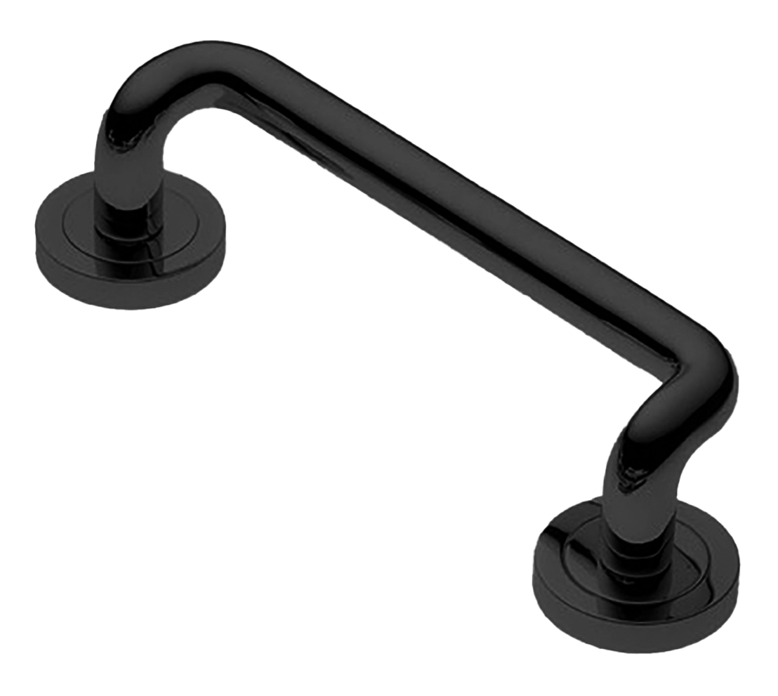 Ручка-скоба дверная SNAKE PH NERO на круглой розетке, цвет черный, латунь фото купить в Актобе