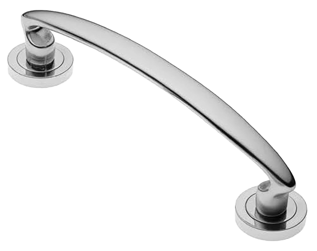 Ручка-скоба дверная FLAMINGO PH CRO на круглой розетке, цвет хром, латунь фото купить в Актобе