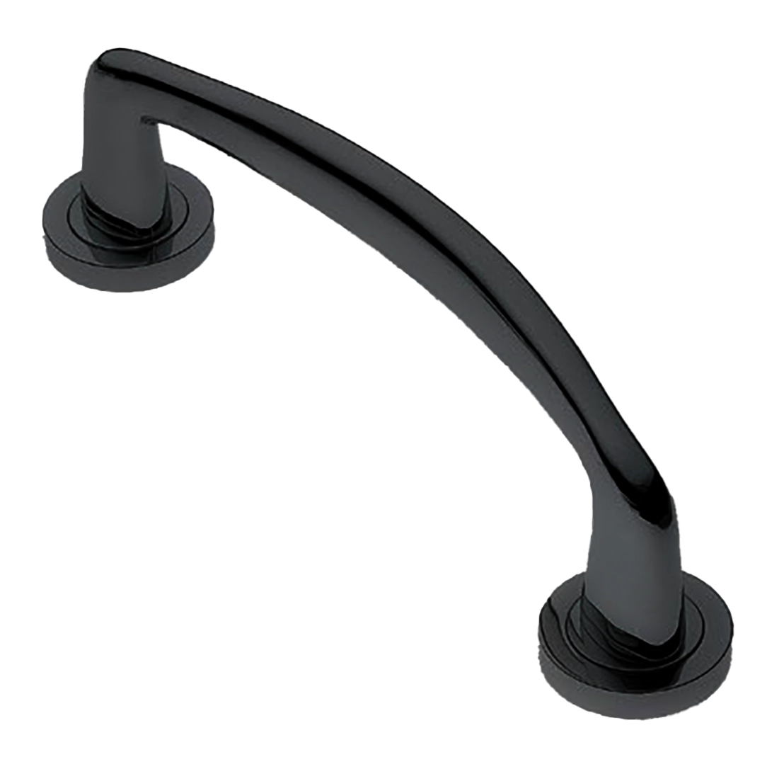 Ручка-скоба дверная COCKATOO PH NERO на круглой розетке, цвет черный, латунь фото купить в Актобе