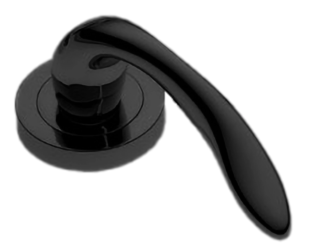 Ручка оконная LEON W1 NERO на прямоугольной розетке, цвет черный, латунь фото купить в Актобе