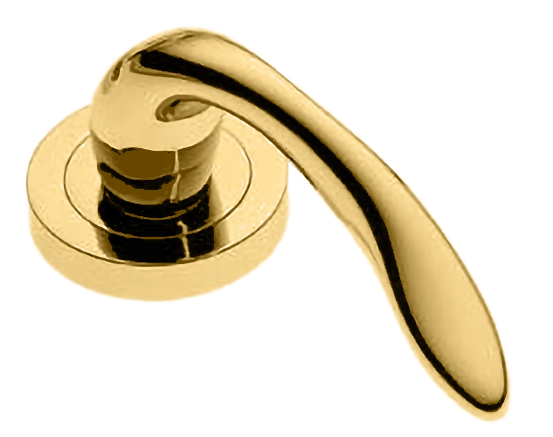 Ручка оконная LEON W1 OTL на прямоугольной розетке, цвет золото, латунь фото купить в Актобе