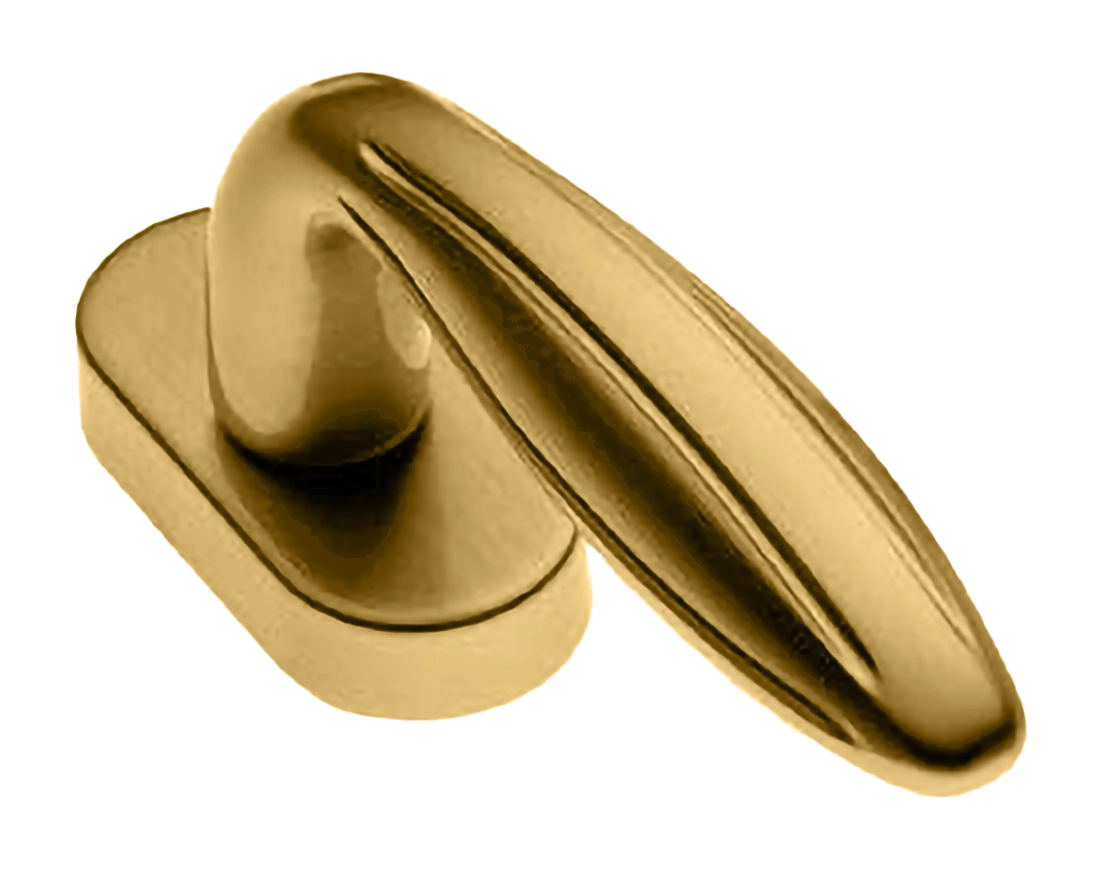 Ручка оконная BUD W1 OSA на прямоугольной розетке, цвет матовое золото, латунь фото купить в Актобе