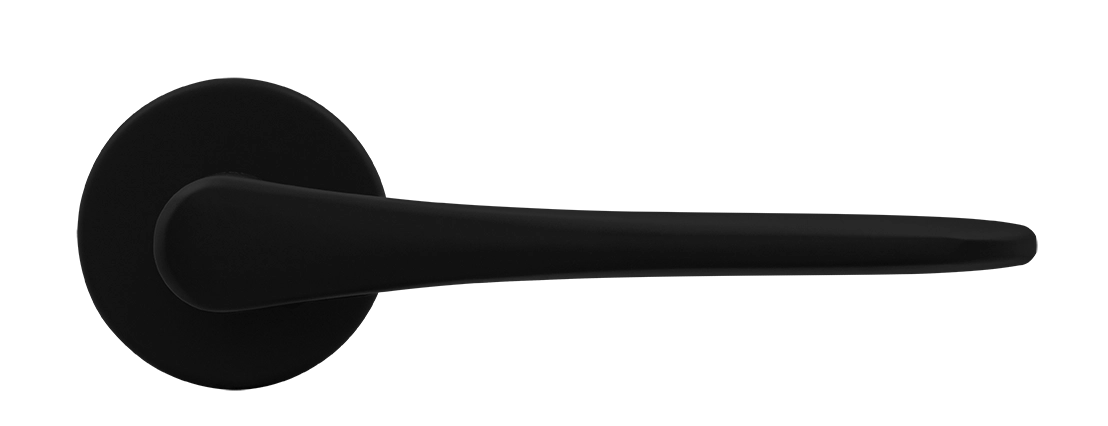 Ручка дверная AULA R5 NERO-ST на круглой розетке, цвет черный soft-touch, ЦАМ фото купить в Актобе