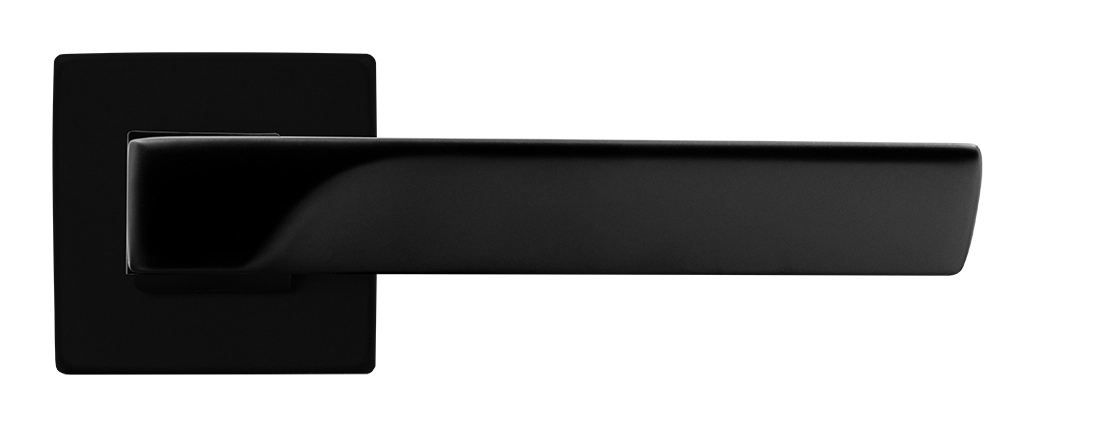 Ручка дверная FIORD S5 NERO-ST на квадратной розетке цвет черный soft-touch, ЦАМ фото купить в Актобе