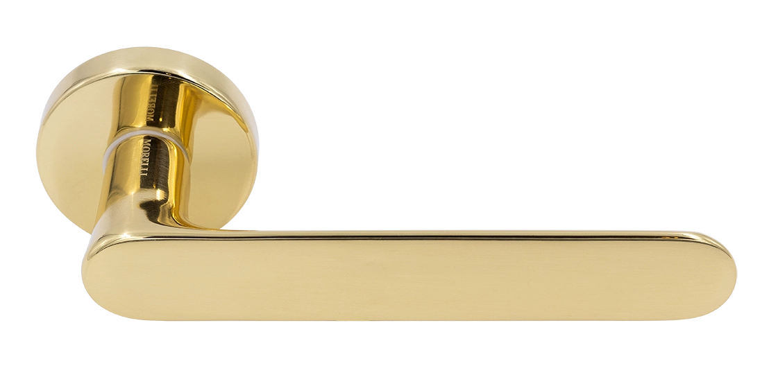 Ручка дверная LE BOAT R5 OTL раздельная на круглой розетке, цвет золото, латунь фото купить Актобе (Актюбинск)