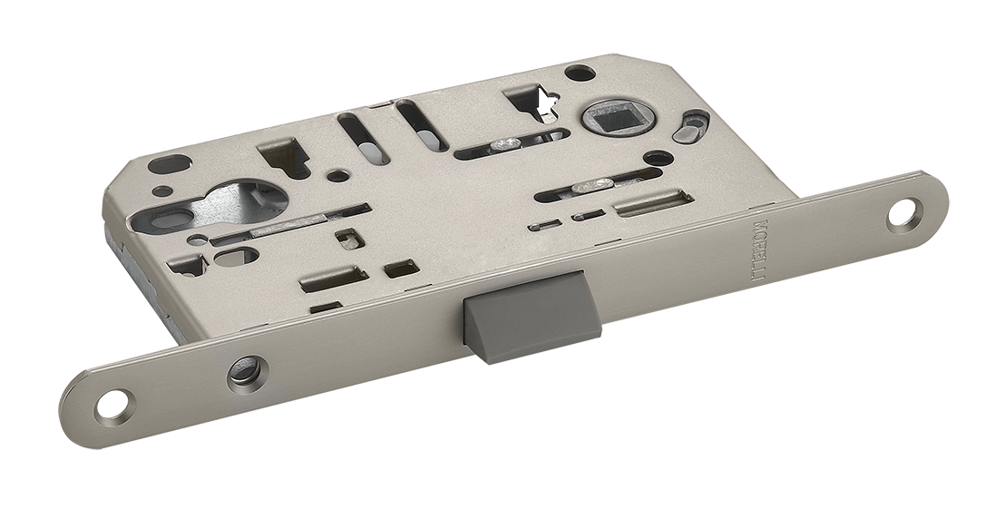 Защелка межкомнатная 1885P MSN с ответной планкой, под цилиндр бесшумная, цвет матовый сатинированный никель фото купить Актобе (Актюбинск)