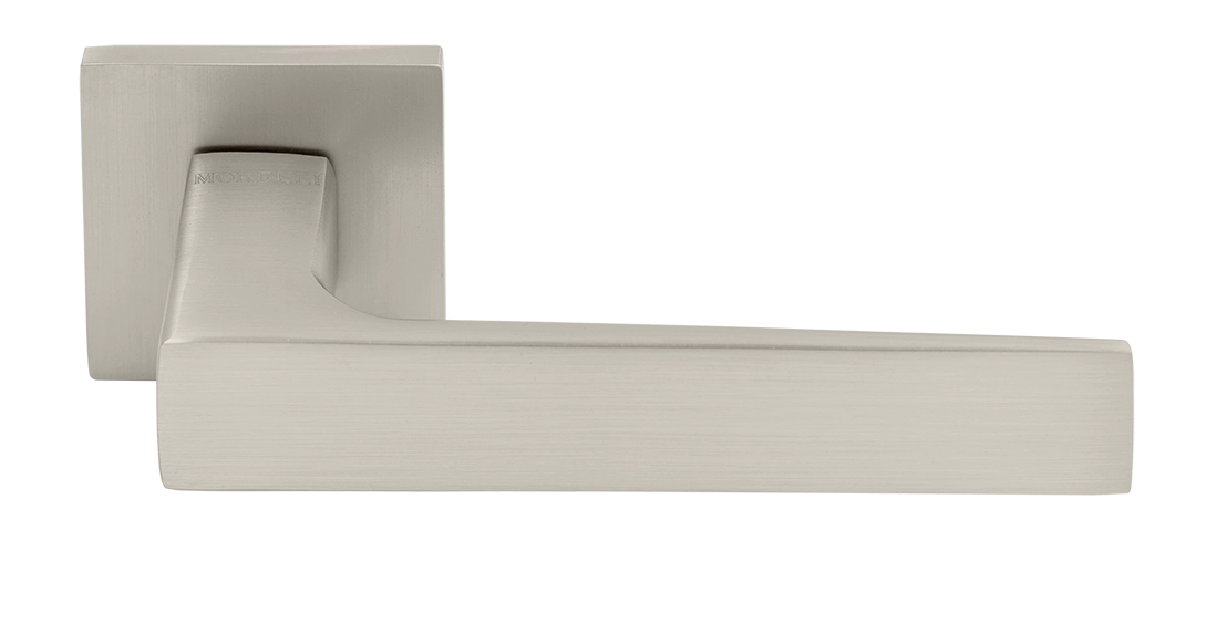 Ручка дверная MIRA MH-54-S6 MSN раздельная на квадратной розетке, цвет матовый сатинированный никель, ЦАМ фото купить Актобе (Актюбинск)