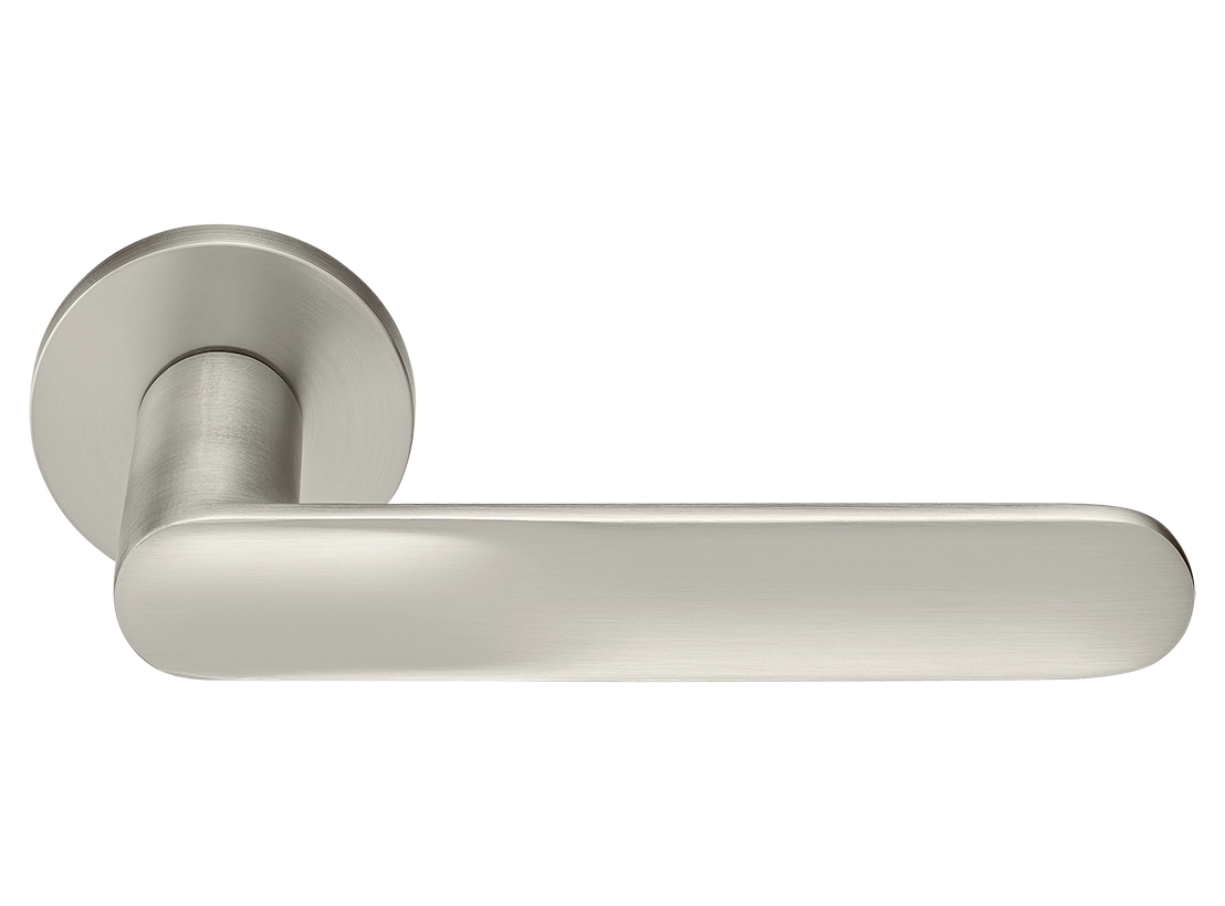 Ручка дверная GARAK MH-59-R6 MSN раздельная на круглой розетке, цвет матовый сатинированный никель, ЦАМ фото купить Актобе (Актюбинск)