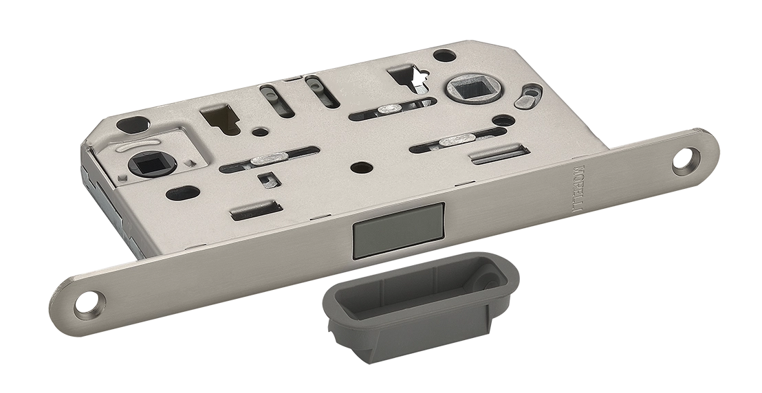 Защелка межкомнатная M1895 MSN с ответной планкой, магнитная сантехническая, цвет матовый сатинированный никель фото купить Актобе (Актюбинск)