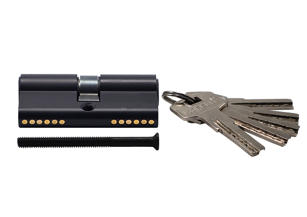 Ключевой цилиндр высокой секретности HS 60C BL (60мм) цвет черный фото купить в Актобе