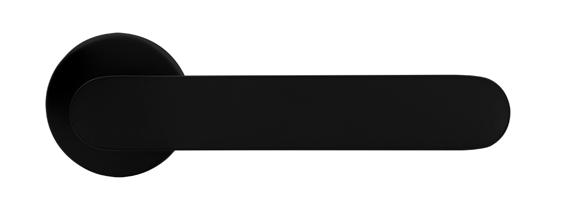 Ручка дверная LE BOAT R5 NERO-ST раздельная на круглой розетке, цвет черный soft-touch, латунь фото купить в Актобе