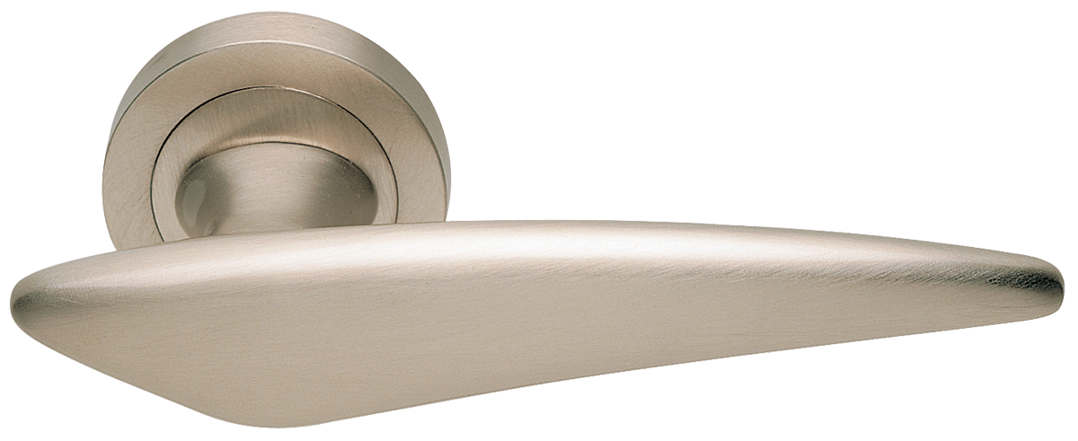 Ручка дверная BOLID R2 NIS раздельная на круглой розетке, цвет матовый никель, латунь фото купить Актобе (Актюбинск)