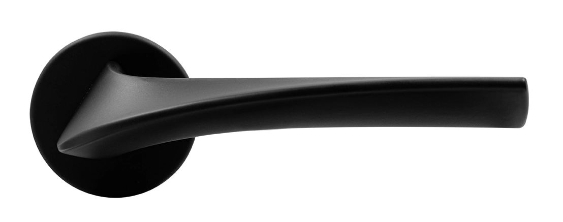 Ручка дверная COMETA R5 NERO-ST на круглой розетке цвет черный soft-touch, ЦАМ фото купить в Актобе