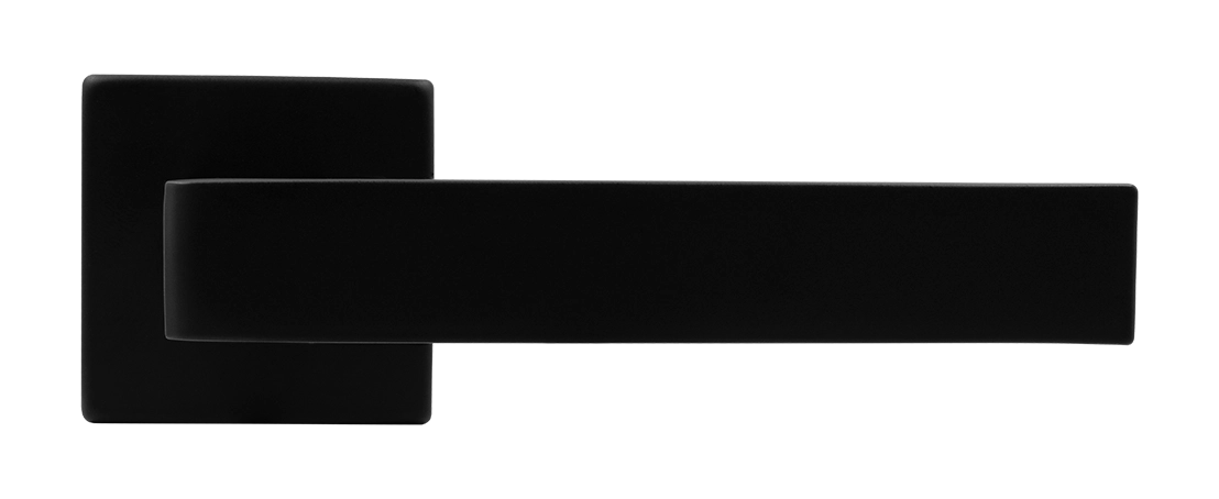 Ручка дверная HORIZONT S5 NERO-ST на квадратной розетке, цвет черный soft-touch, ЦАМ фото купить в Актобе
