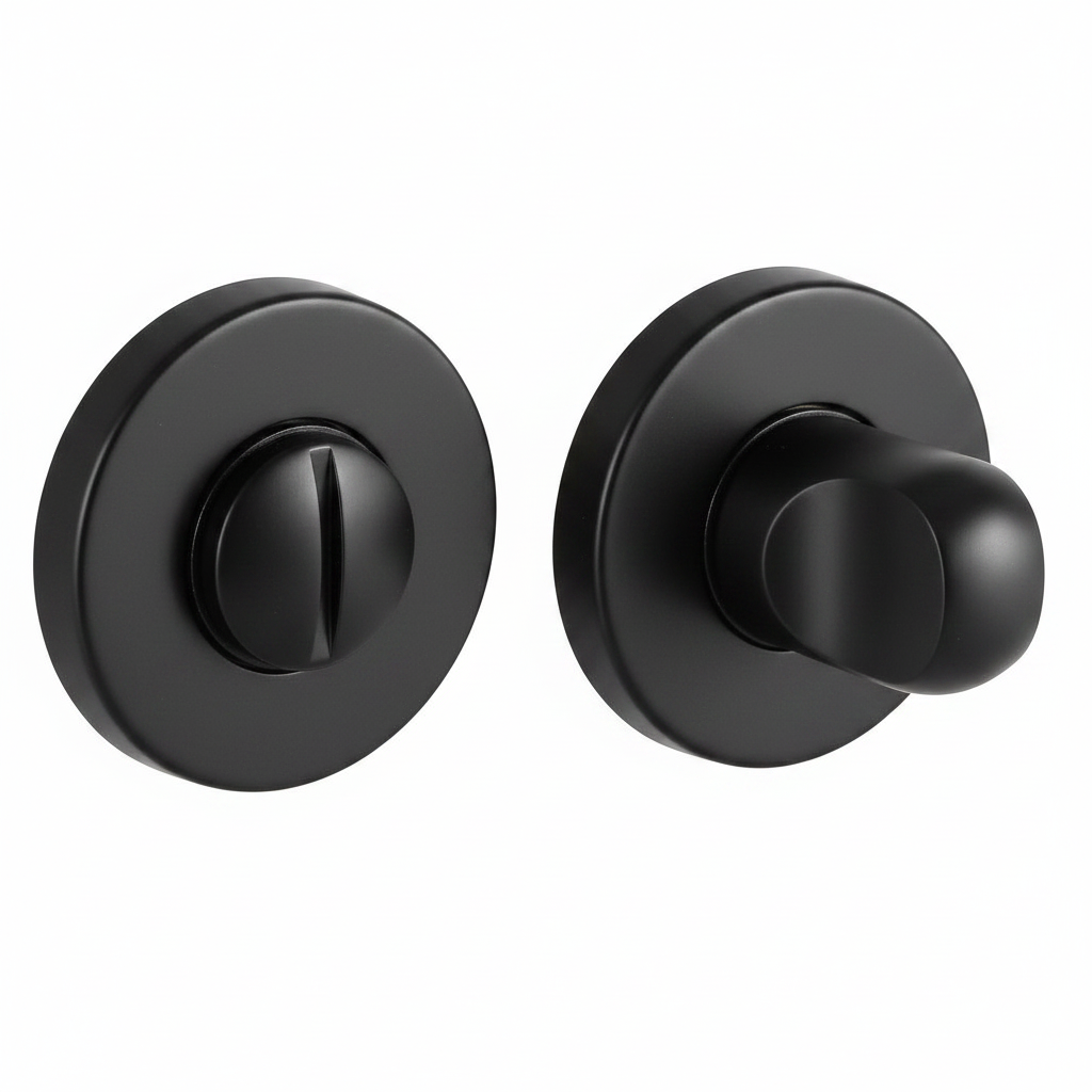 Завертка сантехническая LUX-WC-R3-E NERO-ST на круглой розетке цвет черный soft-touch, ЦАМ фото купить Актобе