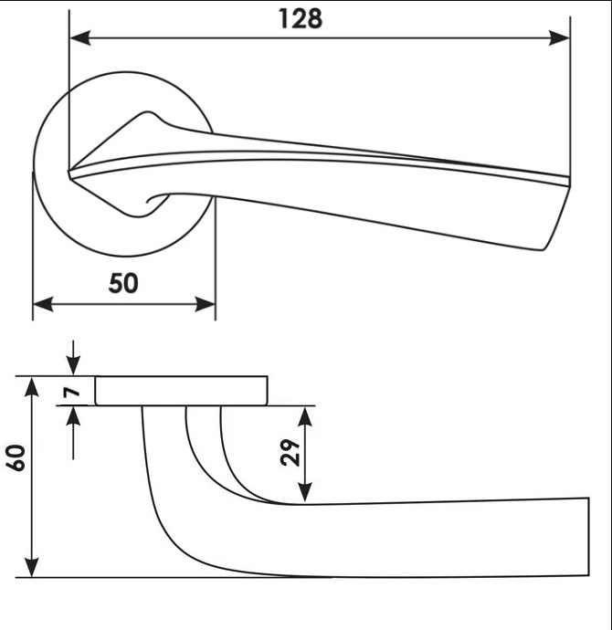 Ручка дверная COMETA R6 CSA раздельная на круглой розетке, цвет матовый хром, ЦАМ фото купить в Актобе