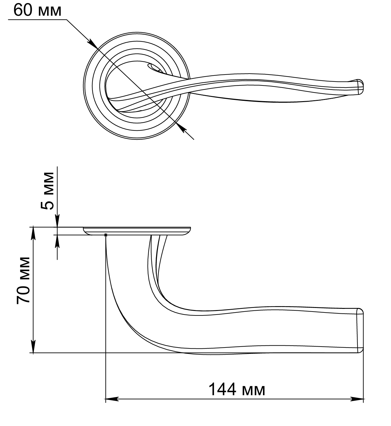 Ручка дверная SKYSCRAPER R7 SSW на круглой розетке, цвет Стокгольмский снегопад/Stockholm Snowfall фото фурнитура Актобе (Актюбинск)