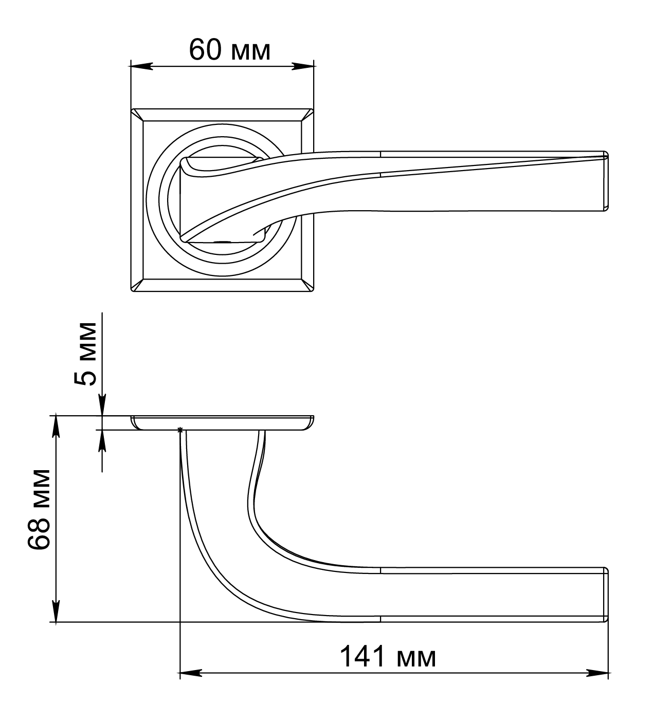 Ручка дверная WD CONCERT HALL S7 SST на квадратной розетке, цвет Летняя гроза/Summer Storm фото фурнитура Актобе (Актюбинск)