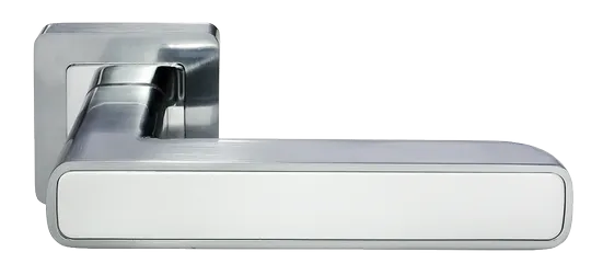Ручка дверная FLEX MH-44 SC/W-S55 раздельная на квадратной розетке, цвет матовый хром/белый, ЦАМ Light фото купить Актобе (Актюбинск)