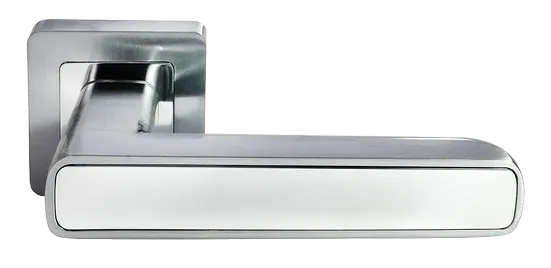 Ручка дверная FLEX MH-44 SC/CP-S55 раздельная на квадратной накладке, цвет матовый хром/хром, ЦАМ Light фото купить Актобе (Актюбинск)