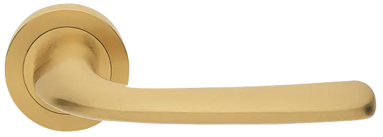 Ручка дверная SAND R2 OSA раздельная на круглой розетке из латуни, цвет матовое золото, латунь фото купить Актобе (Актюбинск)