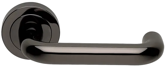 Ручка дверная IRIS R2 NIN раздельная на круглой розетке, цвет черный никель, латунь фото купить Актобе (Актюбинск)