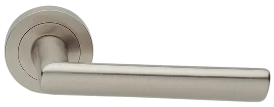 Ручка дверная STELLA R2 NIS раздельная на круглой розетке, цвет матовый никель, латунь фото купить Актобе (Актюбинск)