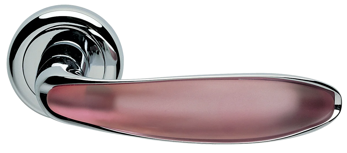 Ручка дверная MURANO R4 CRO/ROSA раздельная на круглом основании, цвет хром/кварц, латунь фото купить Актобе (Актюбинск)