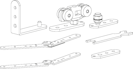 SLIDING SET 1133-1137, комплект роликов для двери "книжка", до 30кг фото купить в Актобе