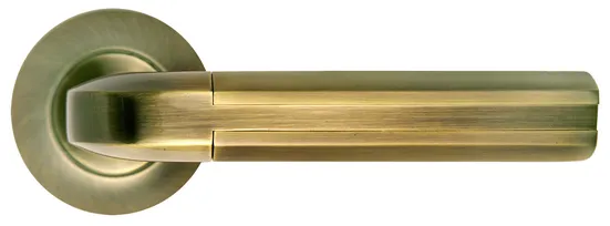 Ручка дверная МОЗАИКА MH-11 MAB/AB раздельная на круглой розетке цвет бронза/античная, ЦАМ фото купить Актобе (Актюбинск)