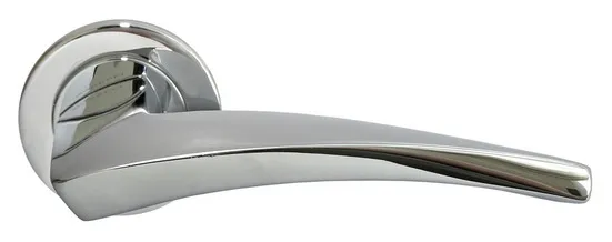 Ручка дверная WIND R1 CRO раздельная на круглой розетке, цвет хром, латунь фото купить Актобе (Актюбинск)