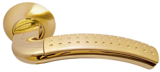 ПАЛАЦЦО, ручка дверная MH-02P SG/GP, цвет мат.золото/золото,с перфорацией фото купить Актобе (Актюбинск)