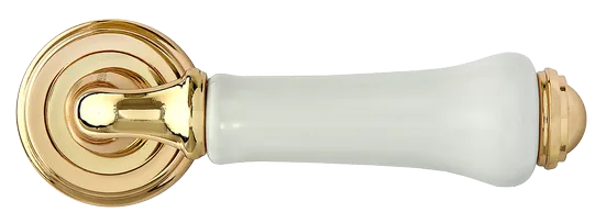 UMBERTO, ручка дверная MH-41-CLASSIC PG/W, цвет - золото/белый фото купить в Актобе