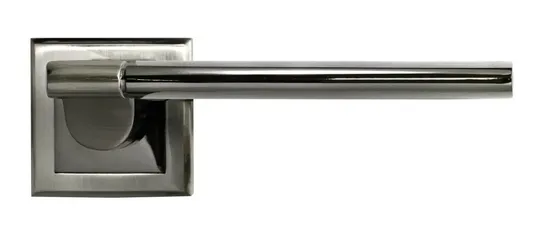 Ручка дверная AGBAR MH-21 SN/BN-S раздельная на квадратной накладке, цвет бел. никель/черн. никель, ЦАМ Light фото купить в Актобе